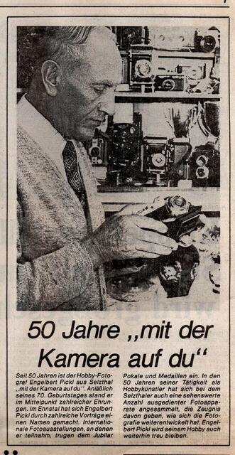 Engelbert Pickl sen. ein zu seiner Zeit weit über die Grenzen Selzthals hinaus bekannter Fotograf und wichtiger Chronist des Ortsgeschehens. | Foto: Privatarchiv Engelbert Pickl