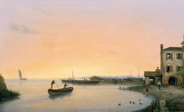 Giuseppe Canella der Jüngere, Chioggia vor Sonnenaufgang, 1838 - in der Ausstellung "Viva Venezia!" ab Februar im Unteren Belvedere zu sehen.