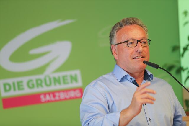 Heinrich Schellhorn, Landessprecher der Salzburger Grünen und LH-Stv bei der Landesversammlung der Salzburger Grünen 2020. | Foto: Franz Neumayr