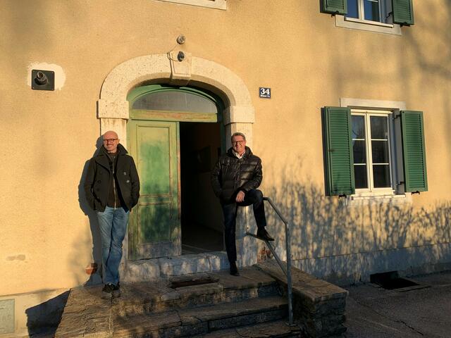 Die Vorfreude auf die Belebung der Südtiroler-Siedlung an der Wiener Straße bei OSG Obmann Alfred Kollar (re.) und Architekt Martin Schwartz ist groß.  | Foto: OSG