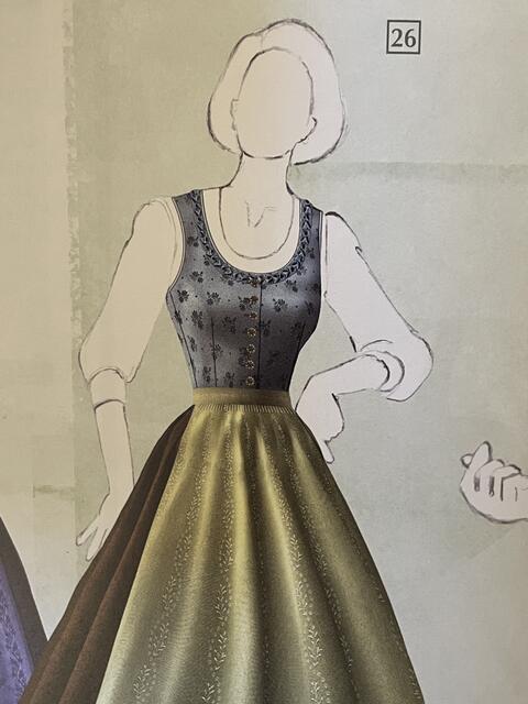 Ein Froschgoscherl ziert die Hengsberger Sonntagstracht | Foto: Froschgoscherl, Kittelblech und Hexenstich, Zeichnungen: Gemini Labs