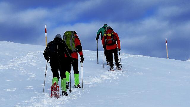 Schneeschuhwandern in den Bergen