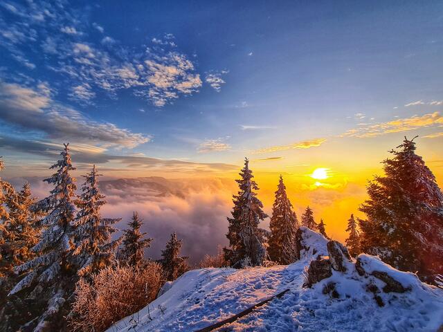 Sonnenuntergang bei Nebel am Prochenberg, Ybbsitz | Foto: Christian Hahn