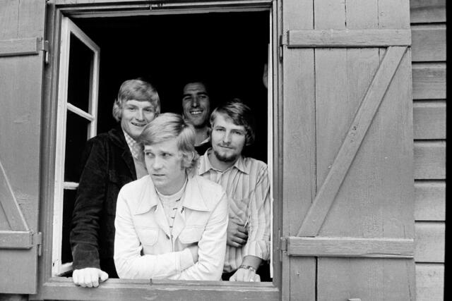 Das Dänen-Trio Kjeld Seneca, Ivar Schriver und Kurt Stendal (v. l., im Hintergrund Walter Fuchs) in der Gruabn. | Foto: Sammlung Sturm Graz/Fischer