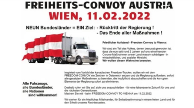 Dieser Flyer wird derzeit digital verbreitet. | Foto: Screenshot/Telegramgruppe „AustrianFreedomConvoy“