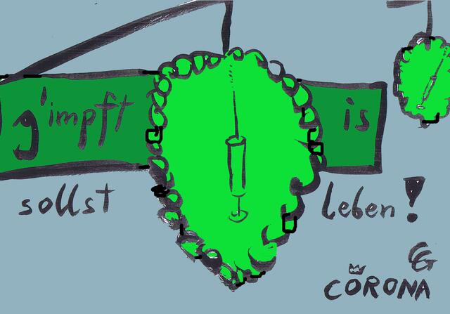 Für ihr Kabarett "Impdi Gimpfdi"  hat Corona Gstei Screebildern kreiert.   | Foto: Corona Gsteu