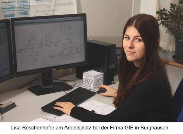 Lisa Reschenhofer an ihrem Arbeitsplatz bei der Firma GfE in Burghausen. | Foto: GFE Burghausen