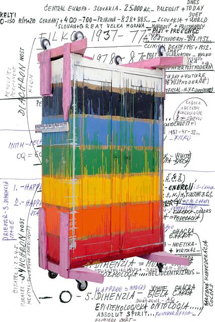 Stano Filko, The Wardrobe in the 7 Chakra Colors / Skriňa vo farbách 7 čakier, 1995; From the series FILKO S (Diachron-Synchron) / Zo série FILKO S (Diachron-Synchron), 1990. | Foto: Courtesy Peter Petrička, Bratislava