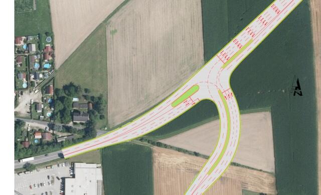 Geplanter Knotenpunkt zwischen neuer Donaubrücke B123b und B3, Stand Juni 2021. | Foto: donaubrücke.at