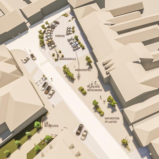 Schaubild des zukünftigen Stadtplatzes in Pregarten. | Foto: Lobmaier Architekten ZT GmbH