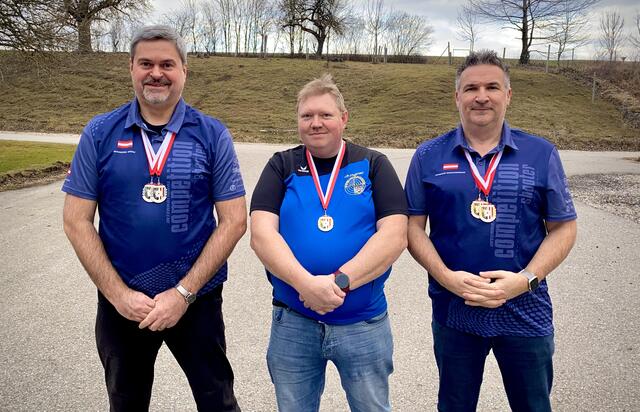 Die erfolgreichen Offenhausner Sportschützen: Markus Borz, Hans-Peter Stiglmayr, Werner Weißböck (v.l.). | Foto: SC Offenhausen