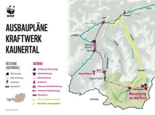 Übersichtskarte Ausbau Kraftwerk Kaunertal. | Foto: WWF AT