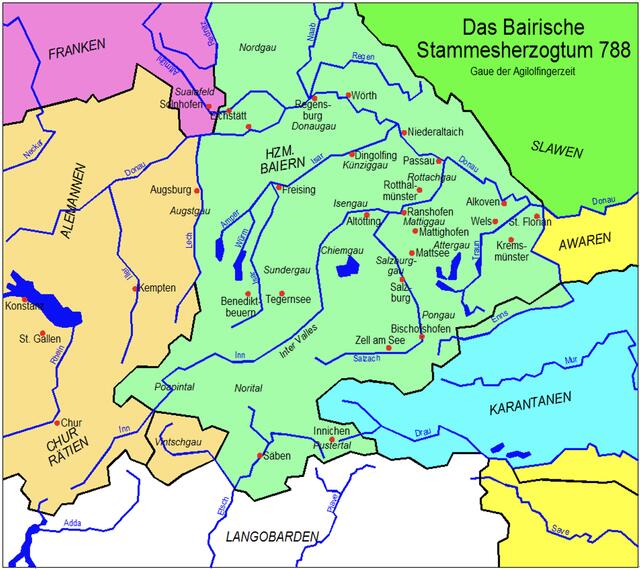 Das Bairische Stammesherzogtum im Jahr 788. | Foto: Glaser