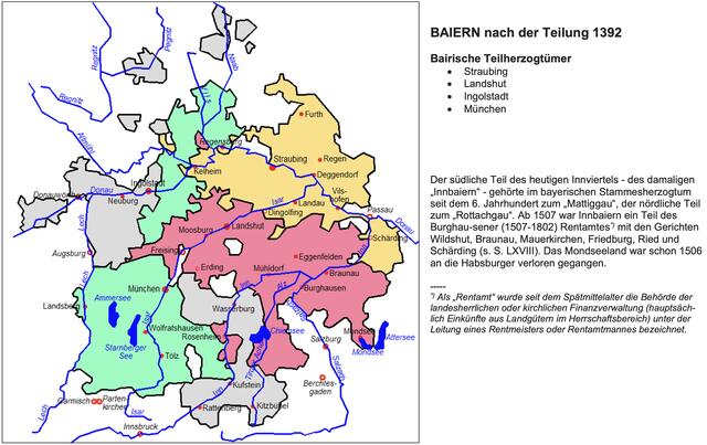 Baiern nach der Teilung 1392. | Foto: Glaser
