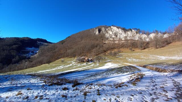 NÖ, Bezirk Baden, Triestingtal: Die Gaissteinalm mit dem Gaissteinerhof (mittig), dem Ostgrat des Gaissteins (mittig-rechts) und dem Wiesensattel Himmelsreith (links oben). ... 
&gt;Link: Foto "Gaissteinalm" - Pendant&lt; ... | Foto: Silvia Plischek