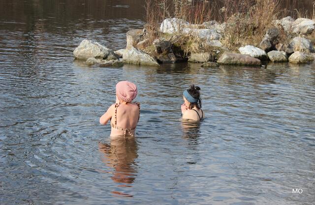 Eisbaden in der Mur, Augartenbucht, Graz
