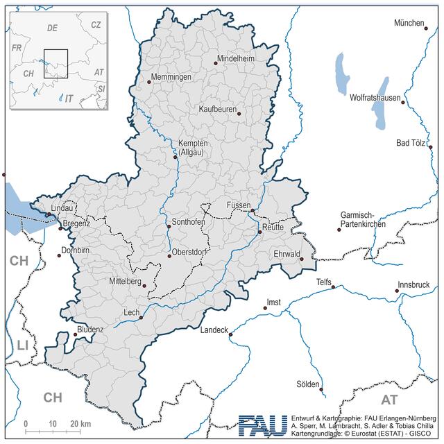 Die Euregio via salina umfasst die Gebiete der Regio Außerfern, der Regio Kleinwalsertal/Bregenzerwald und der Regio Allgäu. | Foto: Euregio via salina