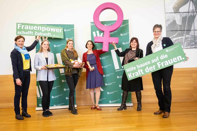 Im Bild v.l.n.r.: Vizepräsidentin Maria Pein, Melanie Schlein, Karin Jöchlinger, Michaela Friedl, Petra Höfler und Landesbäuerin Viktoria Brandner. | Foto: LK/Danner