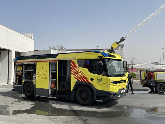 Wenns auf der Expo brennt, kommt ein Elektro-Löschfahrzeug der Leondinger Firma Rosenbauer. | Foto: BRS