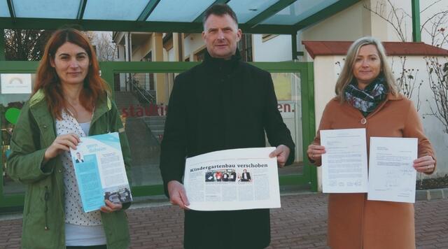 ÖVP Pinkafeld fordert weiterhin Kindergartenneubau: LA Carina Laschober-Luif, Vizebgm. Andreas Stumpf, SR Patrizia De Lellis-Mejatsch | Foto: ÖVP Pinkafeld