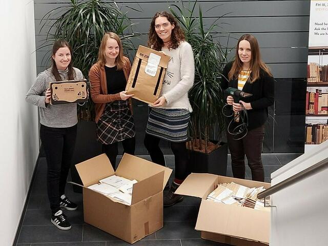 Sarah Pfoser vom Logistikum FH Steyr mit ihrem Projektteam.  | Foto: FH OÖ