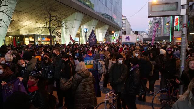 Die Demonstrierenden versammelten sich in Wien Mitte. | Foto: Max Spitzauer