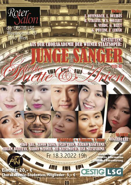 Acht Solisten der Chorakademie der Wiener Staatsoper singen die geliebten Arien und Duette der Weltopern.   | Foto: © Fotos: Michael Rakotoarivony, privat, Plakat: OESTIG