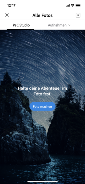 Unser App-Tipp der Woche "Photoshop Camera" ist eine Kamerapp, bei der schon beim Fotografieren verschiedene Filter, de man sonst nur von Photosh0op kennt, direkt über das neue Bild legen kann. | Foto: Screenshot