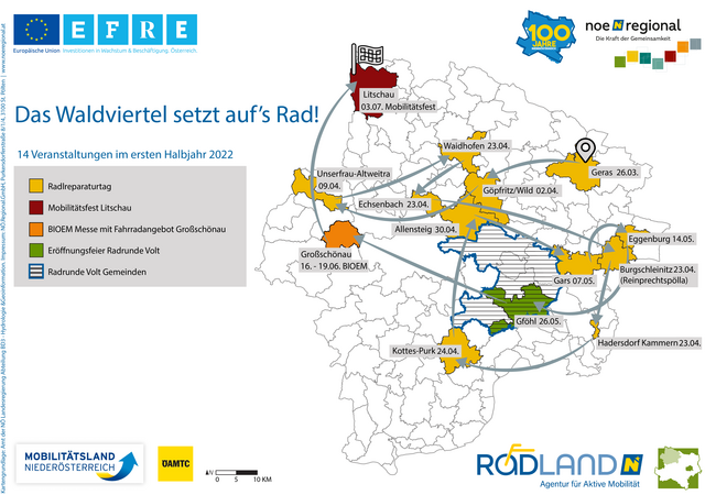 Übersicht aller Veranstaltungen im Waldviertel im ersten Halbjahr 2022. | Foto: Mobilitätsmanagement NÖ