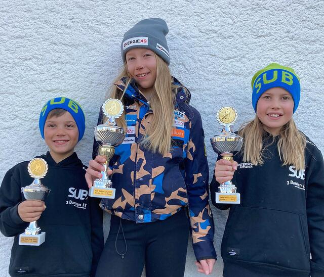 Das Geschwistertrio Tom Carlo, Karolina und Alisa Gierlinger aus Altenfelden siegten in den jeweiligen Altersklassen. | Foto: Pirkes