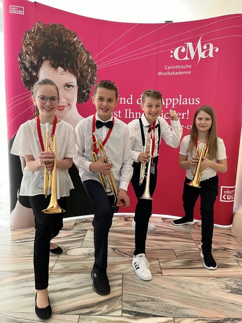 Die Lavanttaler Trumpet Youngsters (Sarah Lackner, Clemens Hinteregger, Paul Weinberger und Magdalena Fortunat) -  1.Preis mit Auszeichnung