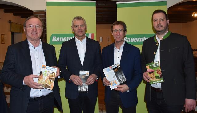 Nationalratsabgeordneter Bürgermeister Johann Singer, Josef Geistberger, Josef Lindner und Thomas Mursch-Edlmayr (v.l.) informierten über die Gefahr des Blackouts.  | Foto: Bauernbund