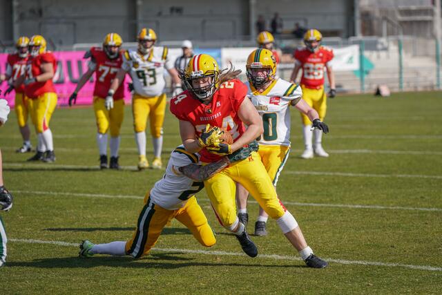 Die Gladiators Ried im Kampf gegen die Upper Styrian Rhinos am 26. März im Colosseum Noricum.