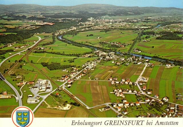 Erholungsort: Das ist ein Luftbild von Greinsfurth (1976).
 | Foto: Stadtarchiv Amstetten