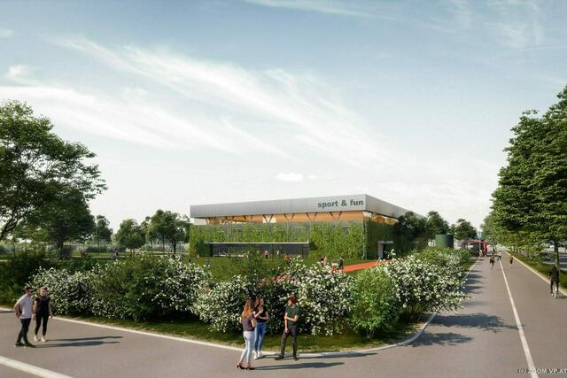Die neue Leopoldstädter Sport &amp; Fun Halle soll in der Venediger Au entstehen. Am 7. April können sich Interessierte vor Ort über das Projekt informieren. | Foto: Sport Wien/Zoom VP