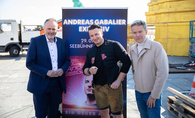 Landeshauptmann Hans Peter Doskozil, Andreas Gabalier und Generalintendant Alfons Haider   
 | Foto: LSM