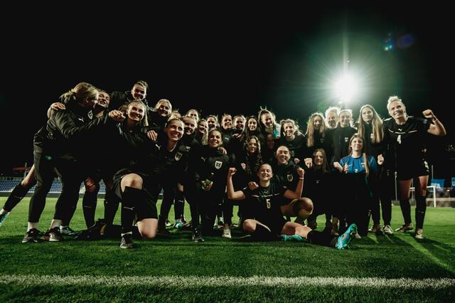 Das Frauen-Nationalteam darf sich über ein 8:0 über Lettland und Platz 2 in der Qualifikationsgruppe freuen. | Foto: ÖFB/Christopher Glanzl