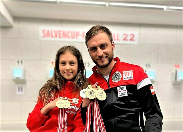 Gemeinsam erfolgreich - Georg Zott mit Tochter Alina (Söller Sportschützen).