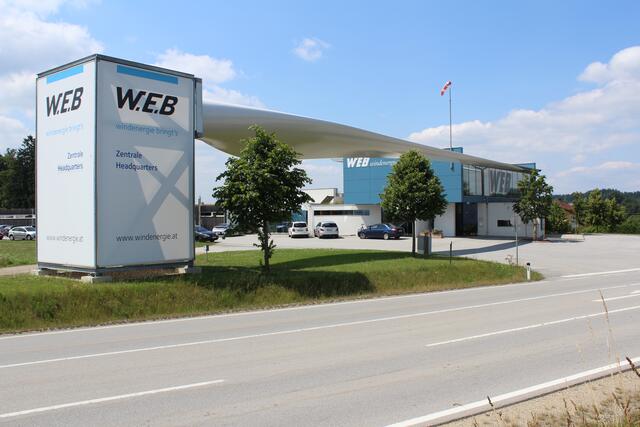 Das Betriebsgebäude der W.E.B Windenergie AG in Pfaffenschlag bei Waidhofen/Thaya. | Foto: WEB Windenergie AG