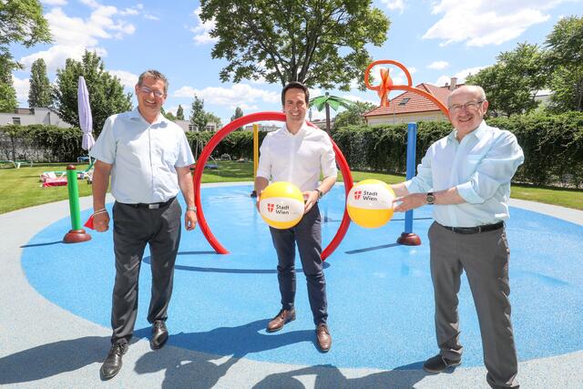 Der neue Wasserspielgarten im Floridsdorferbad. | Foto: PID/Christian Fürthner
