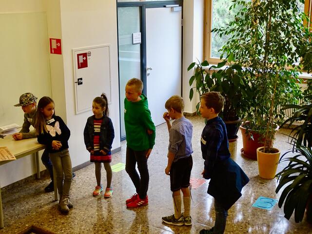 Primary school students listened carefully to what had to be done at each station.