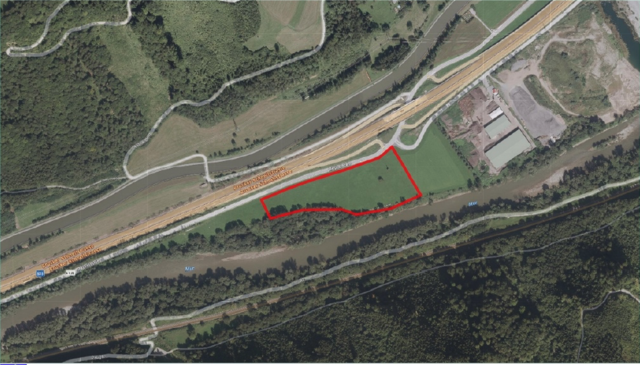 Um die rot eingerahmte Fläche soll es gehen: Hier soll eine Photovoltaikanlage entstehen. | Foto: Screenshot/GIS Steiermark