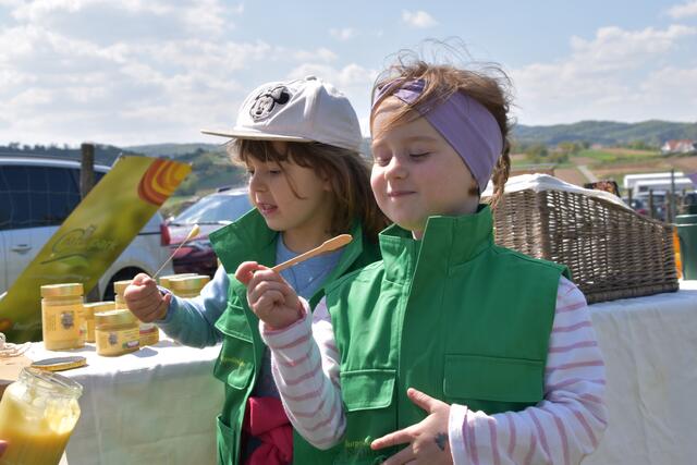 Auch zu Verkosten gab es allerlei, von Streuobst bis Honig – der hat den Kindern besonders gut geschmeckt. 