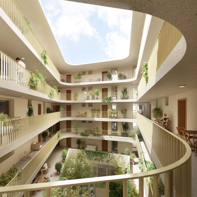 Unter dem Titel "die HausWirtschaft" wird bis 2023 Projekt der besonderen Art im Nordbahnviertel gebaut: Unter einem Dach erden Arbeiten, Wohnen Kultur und Gesundheitszentrum vereint. | Foto: einszueins Architektur