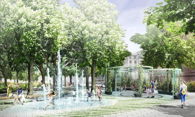 Abgekühlt durch die heißen Sommermonate: So sah einer der ersten Entwürfe für das Tröpferlbad im Herzen des Sechsten aus. 
 | Foto: Carla Lo.
