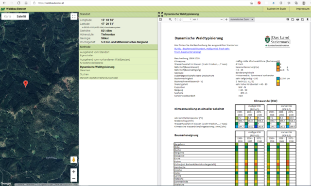 So schaut es es: Standorttypisierung auf waldbauberater.at | Foto: Screenshot waldbauberater.at/Lebensressort Land Steiermark