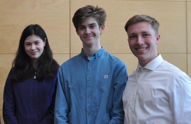 v.l.n.r. Anna Hois vom Brucknergymnasium Wels, Moritz Elsner vom Brucknergymnasium Wels
und Felix Markler vom BG/BRG Braunau
 | Foto: Wolfgang Huber