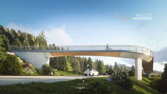 St. Anton am Arlberg: Diese Visualisierung zeigt das neue Brücken-Projekt im Ortsteil Mooserkreuz.  | Foto: Visualisierung: tragwerk zt gmbh