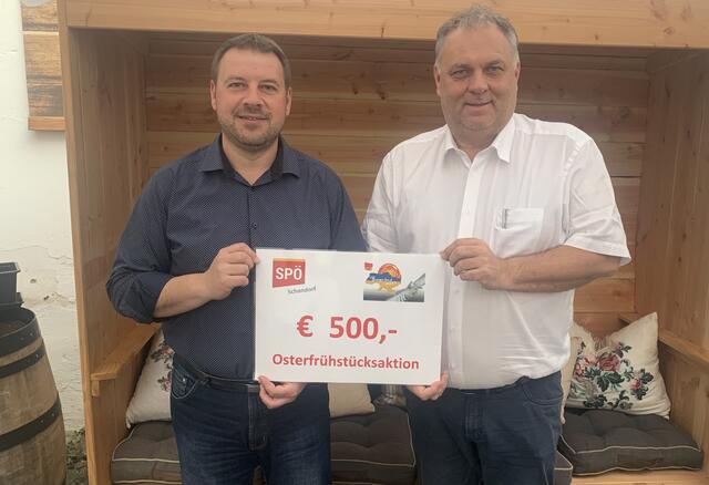 Spende für "Burgenland Hilft - Ukraine": Bgm. Werner Gabriel, Wolfgang Werderits | Foto: SPÖ Schandorf