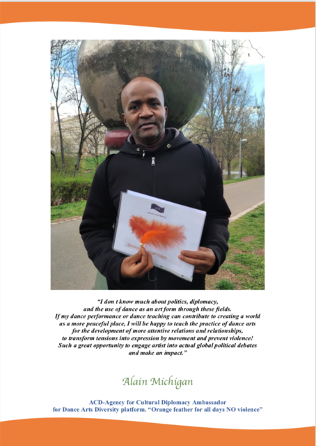 Orange Feder Initiative, Stille Post 25/11 x 365,
Austrian SDG Award
Alain Michigan, Orange Feather Initiative Ambassador | Foto: Tatjana Christelbauer